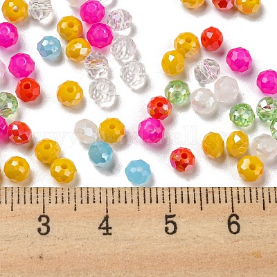 ガラスビーズ  多面カット  ロンデル  ミックスカラー  4x3mm  穴：0.4mm  約6800個/500g&nbsp;EGLA-A034-LM4mm-29-1