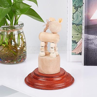 木製ディスプレイ  フラットラウンド  レッドオレンジ  9.5x2.05cm&nbsp;AJEW-WH0251-18-1