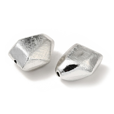 UVメッキ CCB プラスチックビーズ  テクスチャー  ナゲット  銀  26x22x13mm  穴：2.5mm&nbsp;FIND-Z066-07-1