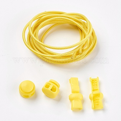 DIY弾性ロック靴ひも  きいろ  3mm  1m /連&nbsp;LS-AJEW-WH0057-05K-1