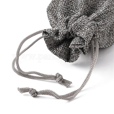 Polyester Imitation Burlap Packing Pouches Drawstring Bags&nbsp;X-ABAG-R005-9x12-04-1