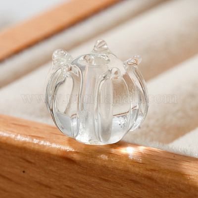 手作りランプワークビーズ  花の形  透明  12x10mm  穴：2mm&nbsp;LAMP-TAC0003-01N-1
