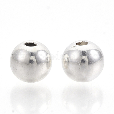 CCBプラスチックビーズ  ラウンド  銀色のメッキ  5.5~6x5mm  穴：1.8mm  約4280個/500g&nbsp;CCB-S160-245S-6mm-1