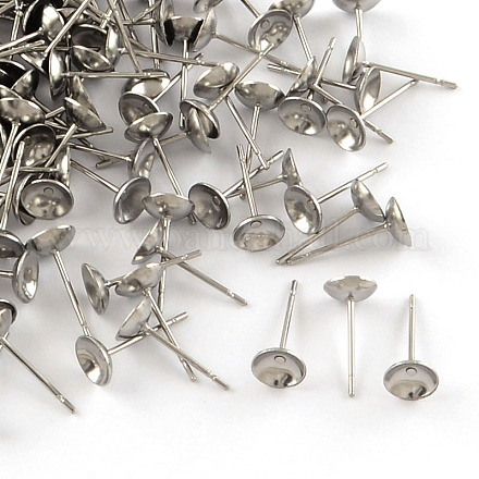 変色しない304ステンレススチールスタッドピアスセッティング ステンレス鋼色 14x6mm ピン：12×長 厚さ0.8mm 6mmのライン ...