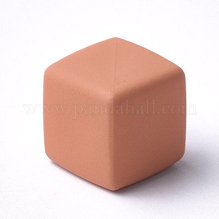 アクリルパーツ  ラバー加工  キューブ  サンゴ  14.5x14.5x14.5mm  穴：3.5mm&nbsp;MACR-T024-32C-1