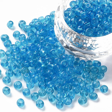 ガラスシードビーズ トランスペアレント ラウンド 空色 6/0 4mm 穴:1.5mm 約300粒/30g X2-SEED-A004-4mm-3-1