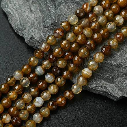 Natural Agate Round Beads Strand G-L084-6mm-04-1