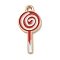 Christmas Theme Alloy Enamel Pendants, Golden, Lollipop, 22x10x1.6mm, Hole: 1.6mm