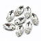 Sew on Rhinestone, Multi-strand Links, Glass Rhinestone, with Platinum Tone Brass Prong Settings, Garments Accessories, Faceted, Horse Eye, Clear, 10x5x4mm, Hole: 0.8~1mm