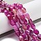 Natural Banded Agate Beads Strands, Dyed & Heated, Twist, Fuchsia, 12x8x8mm, Hole: 1.2mm, about 33pcs/strand, 16.34''(41.5cm)