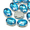 Sew on Rhinestone, Multi-strand Links, Glass Rhinestone, with Brass Prong Settings, Garments Accessories, Faceted, Oval, Platinum, Aquamarine, 8x6x4mm, Hole: 0.8mm
