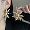 Iron Stud Earrings, Golden, Flower, 61x61mm