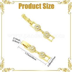 真鍮とラインストーンの折りたたみ式留め具2色6個  フラットラウンド  ミックスカラー  45x7x3.5mm  3個/カラー&nbsp;FIND-CJ0005-97