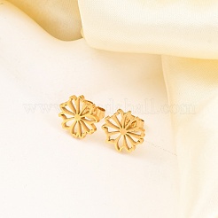 304ステンレススチールスタッドピアスキット  花  ゴールドカラー  10~12x11.5~12mm&nbsp;EJEW-H142-06G