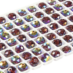 Ab色のメッキガラスビーズ  多面カット  ラウンド  暗赤色  8x5.5~6mm  穴：1.4~1.6mm  336個/セット&nbsp;EGLA-P059-03B-AB15
