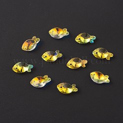 透明なガラスのペンダントを電気めっき  バックメッキ  多面カット  魚のチャーム  透明  17x9x5.5~6mm  穴：1.2mm&nbsp;GLAA-A008-09B