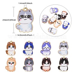 猫プリント合金ペンダント 30 個  ミックスカラー  21x14.5x1.5mm  穴：1.4mm&nbsp;ENAM-CJ0005-57