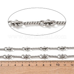 304ステンレス鋼ツイストリンクチェーン  溶接されていない  アズキチェーン  スプールで  ステンレス鋼色  7.5x7.5x4mm&nbsp;CHS-A021-03P