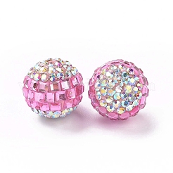 樹脂粘土ラインストーンビーズ  パヴェボールディスコビーズ  ラウンド  フクシア  16~17mm  穴：1.8mm&nbsp;RB-L029-04B