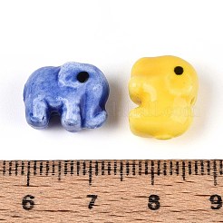ハンドメイドの磁器セラミックビーズ  手描き  ファミーユスタイルバラ  象  ミックスカラー  11x14x8mm  穴：1.6~1.8mm&nbsp;X-PORC-T133-27M