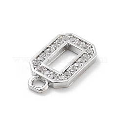 真鍮マイクロパヴェクリアキュービックジルコニアペンダント  数字のチャーム  数0  12x7x1mm  穴：1.5mm&nbsp;LS-ZIRC-I067-02A