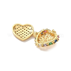 Brass Micro Pave Cubic Zirconia Locket Pendants&nbsp;KK-F905-05G-02
