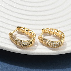 Brass Micro Pave Clear Cubic Zirconia Hoop Earrings&nbsp;EJEW-C182-07E-G