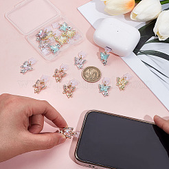 16スタイルプラスチックモバイル防塵プラグ4個  合金エナメル蝶のペンダントを持ちます  ゴールドカラー  ミックスカラー  32mm&nbsp;HJEW-ME00017
