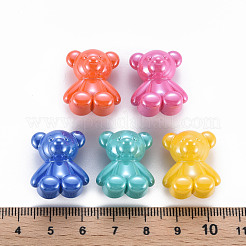 真珠色の不透明なアクリルビーズ  片穴  クマ  ミックスカラー  22x18.5x13mm  穴：3.5mm&nbsp;X-MACR-S373-39I