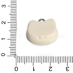 プリントオペークレジンペンダント  猫のチャーム  プラチナ鉄ループ付き  古いレース  18.5x18.5x10.5mm  穴：2mm&nbsp;RE-CBA08CD-02B