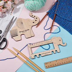 1 Set Elephant Shape  Wooden Knitting Needle Gauge & Yarn Wrap Guide Board&nbsp;DIY-BC0006-94