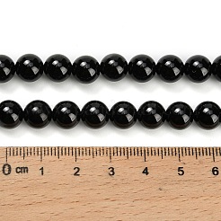 天然石ブラックスピネルビーズ連売り  グレードA  ラウンド  8~8.5mm  穴：1mm  約48個/連  15.55インチ（39.5cm）&nbsp;G-L631-A03-8mm