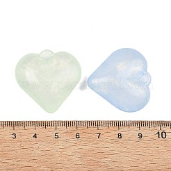 明るい不透明なアクリルパーツ  ハートチャーム  暗闇で光る  グリッターパウダー付き  ミックスカラー  31x31.5x12.5mm  穴：3.5mm  穴：3.5mm  約80個/500g&nbsp;MACR-K361-35