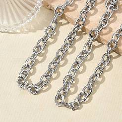 304ステンレススチール製ツイストリンクアズキチェーンネックレス＆ブレスレットセット  ステンレス鋼色  600mm&nbsp;SJEW-D091-01P