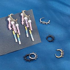 6 Pairs 3 Colors 304 Stainless Steel Hoop Earring Findings&nbsp;STAS-UN0039-25