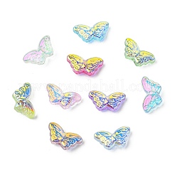 80個8色電気メッキハンドメイドランプワークビーズ  蝶のビーズ  ミックスカラー  8x15x5mm  穴：1mm  10個/カラー&nbsp;LAMP-CJ0003-04