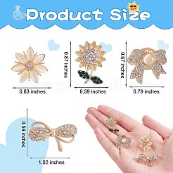 4Pcs 4 Style Crystal Rhinestone Bowknot & Sunflower Brooches&nbsp;JBR078A