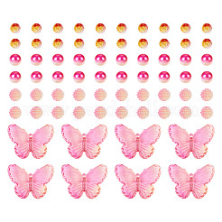 100Pcs 4 Styles Gradient ABS Plastic Imitation Pearl Beads & Transparent Acrylic Beads Sets&nbsp;KY-TA0001-31