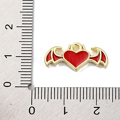 合金エナメルチャーム  翼のチャーム付きハート  ゴールドカラー  9.5x20x2mm  穴：1.6mm&nbsp;FIND-U024-03G-02