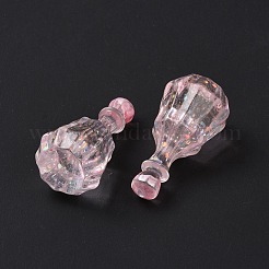 ダミーボトル透明レジンカボション  スパンコール  ピンク  32x16mm&nbsp;RESI-E025-06B
