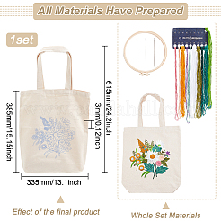 DIY Flower Pattern Tote Bag Embroidery Making Kit&nbsp;DIY-WH0349-21A