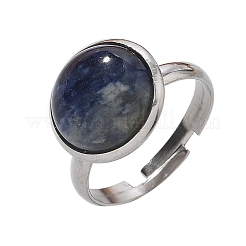 Half Round Natural Sodalite Finger Rings&nbsp;RJEW-M062-01P-09