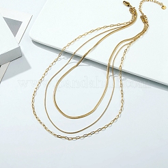 Stainless Steel Chains Three Layers Necklaces&nbsp;NJEW-D054-01A-01G