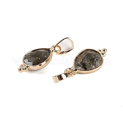 天然ラブラドライトのファセットペンダント  金メッキ真鍮ティアドロップチャーム  17.5x9x3.5mm  穴：6x3.5mm&nbsp;KK-L218-004G-02