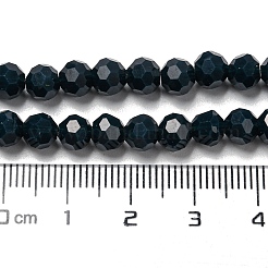 不透明ガラスビーズスタンド  ファセット（32ファセット）  ラウンド  プルシアンブルー  6mm  穴：1mm  約98個/連  20.47''（52センチメートル）&nbsp;X-EGLA-A035-P6mm-D35