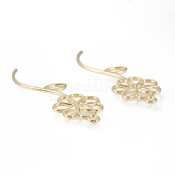 合金ペンダント  カドミウムフリー＆鉛フリー  花  ゴールドカラー  45x16x1.2mm  穴：1.8mm&nbsp;PALLOY-M183-03G-RS