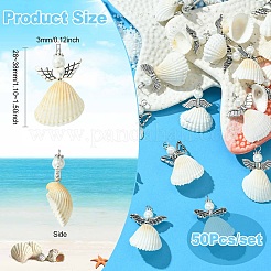 50Pcs 10 Styles Shell & Alloy Pendants&nbsp;PALLOY-CJ00044