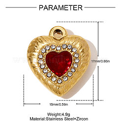 304 Stainless Steel Pave Cubic Zirconia Pendants&nbsp;STAS-OY009-78G