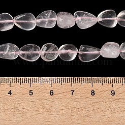 天然石ローズクォーツビーズ連売り  ナゲット  タンブルストーン  8~16.5x8~9x5~7mm  穴：0.9~1mm  約36~37個/連  14.69~15.12インチ（37.3~38.4cm）&nbsp;G-L638-A01-02