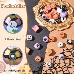 ハロウィンUVメッキアクリルビーズ20種類5個  ラウンド＆キューブ  ミックスカラー  15~16x15~16x15~16mm  穴：2.8~3mm  4個/スタイル&nbsp;OACR-YW0003-80